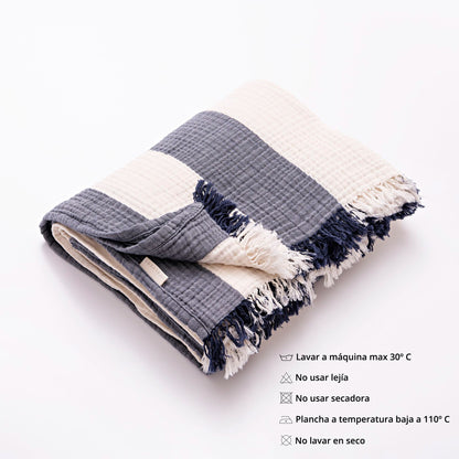 Manta Rayas 140x190cm 100% Algodón 240gsm Navy Mediterranean Scalpers Home