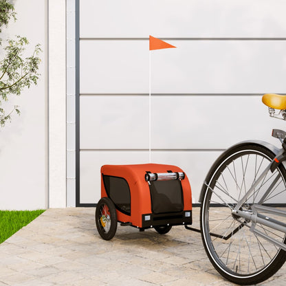 Remolque De Bicicleta Mascotas Hierro Tela Oxford Naranja Negro_1