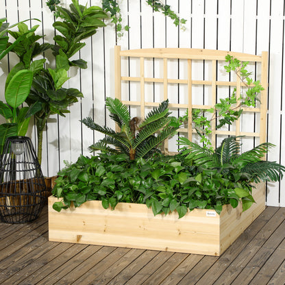 Outsunny Jardinera De Madera Con Enrejado Para Cultivos Verduras 110x116x120 Cm_1