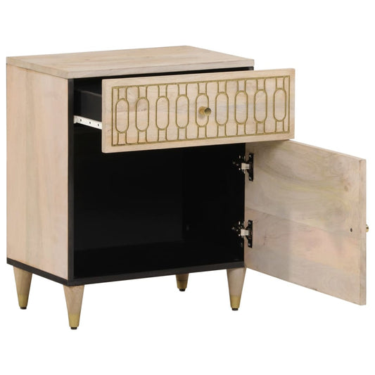 Mesita De Noche Madera Maciza De Mango 50x33x60 Cm_0