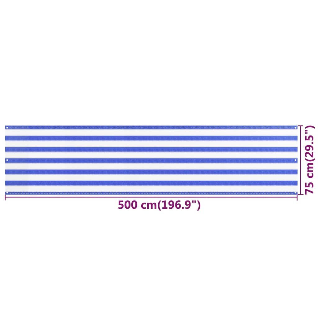 Vidaxl Toldo Para Balcón Hdpe Azul Y Blanco 75x500 Cm_4