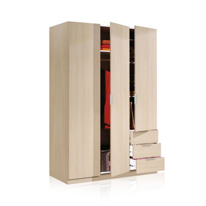 Armario 3 Puertas 3 Cajones Roble_1