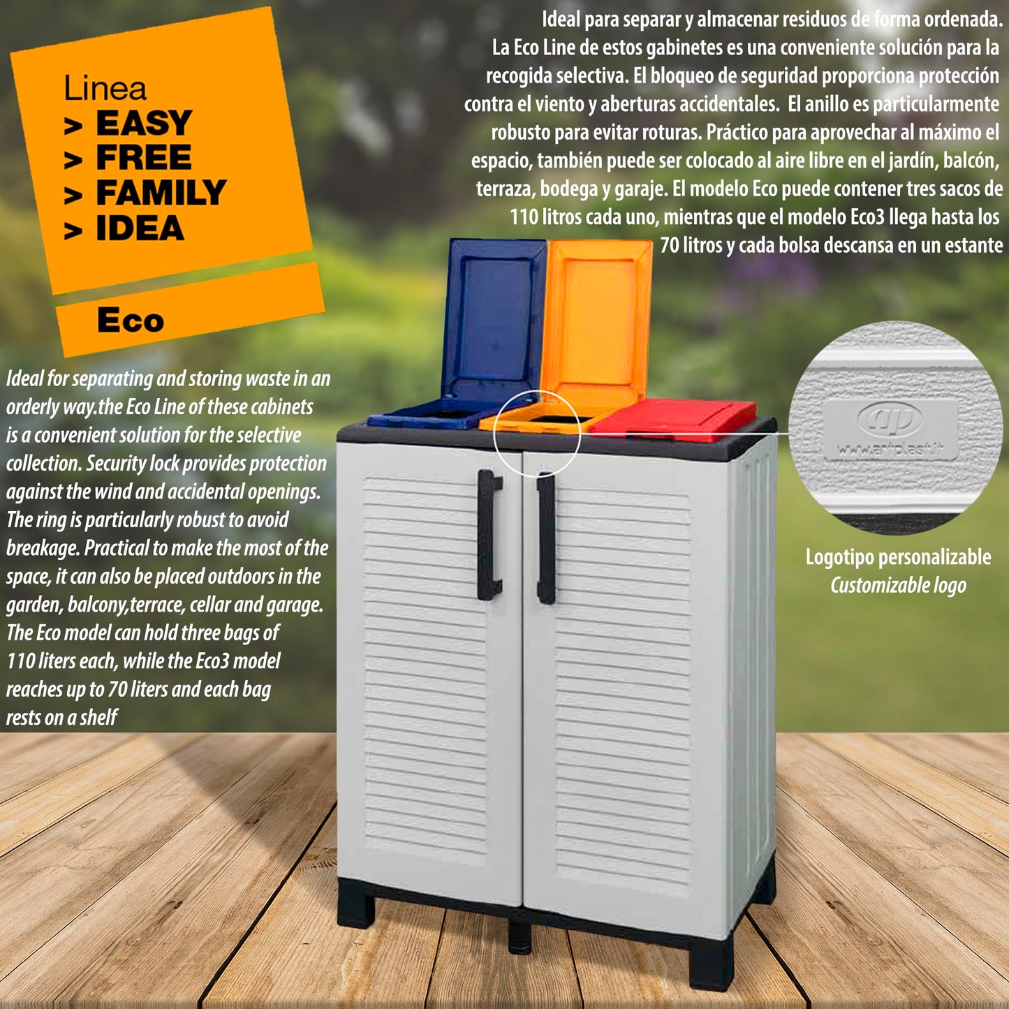 Armario De Media Altura En Polipropileno De La Linea Eco, Práctico Para Aprovechar Al Maximo El Espacio, L 680 X P370 X H 900 Mm.