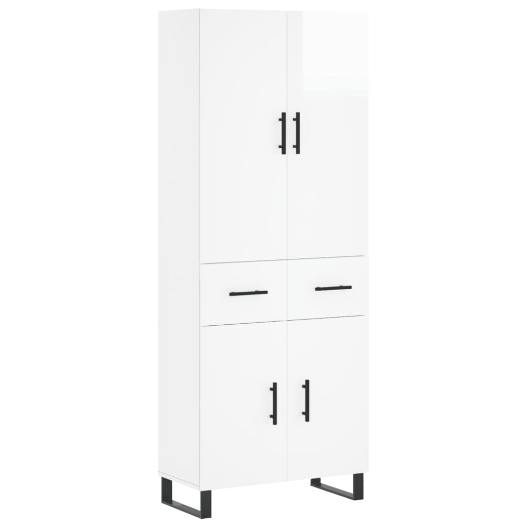 Aparador Alto Madera Contrachapada Blanco Brillo 69,5x34x180 Cm_1