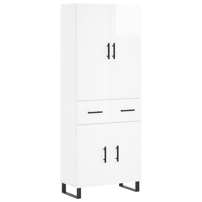 Aparador Alto Madera Contrachapada Blanco Brillo 69,5x34x180 Cm_1