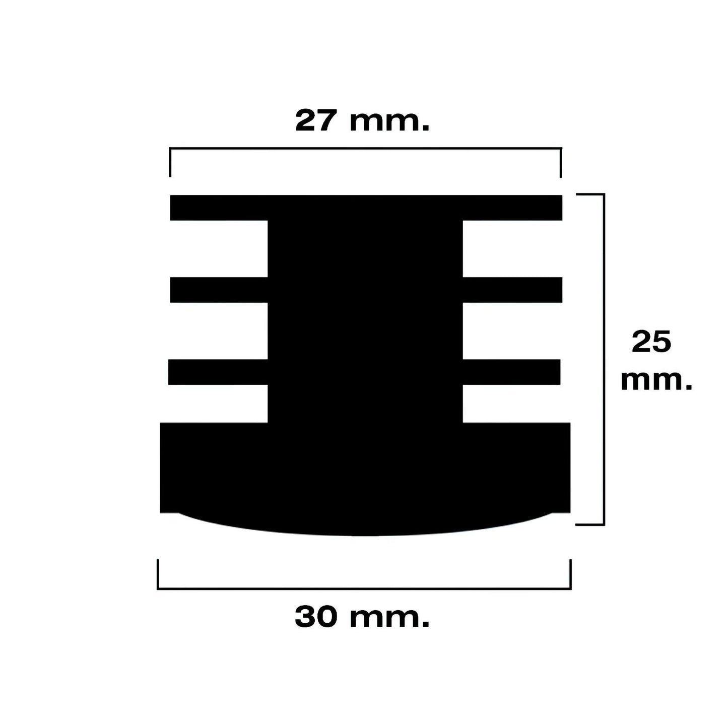 Contera Redonda Interior Negra 30mm. Blister 4 Piezas.