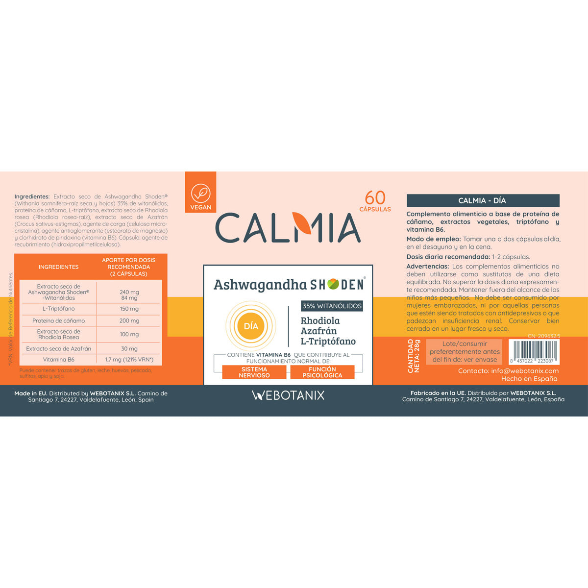Calmia Day 60 cápsulas WeBotanix