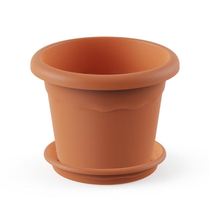 Embalagem de vaso redondo de terracota com pires, 22 x 16 cm