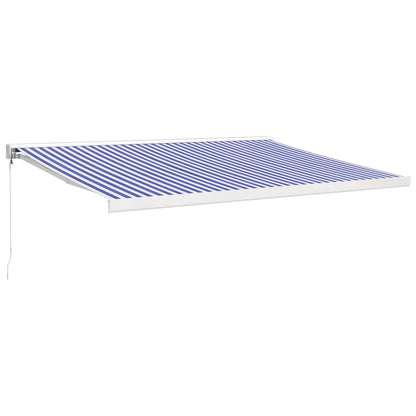 Vidaxl Toldo Retráctil Aluminio Y Tela Azul Y Blanco 4,5x3 M_0