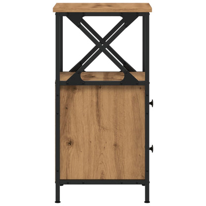 Mesita De Noche Madera Ingeniería Roble Artisan 34x35,5x70 Cm_3