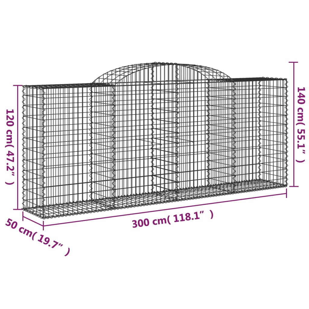 Cestas Gaviones 13 Uds Forma De Arco Hierro 300x50x120/140 Cm_5