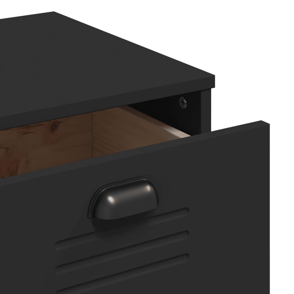 Aparador Alto Viken Madera Maciza De Pino Negro 80x40x190 Cm / Vetonek_4
