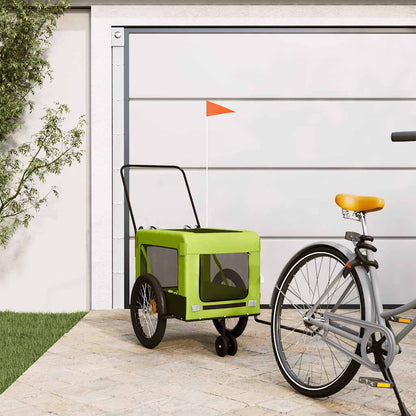 Remolque De Bicicleta Mascotas Hierro Tela Oxford Verde Negro_1