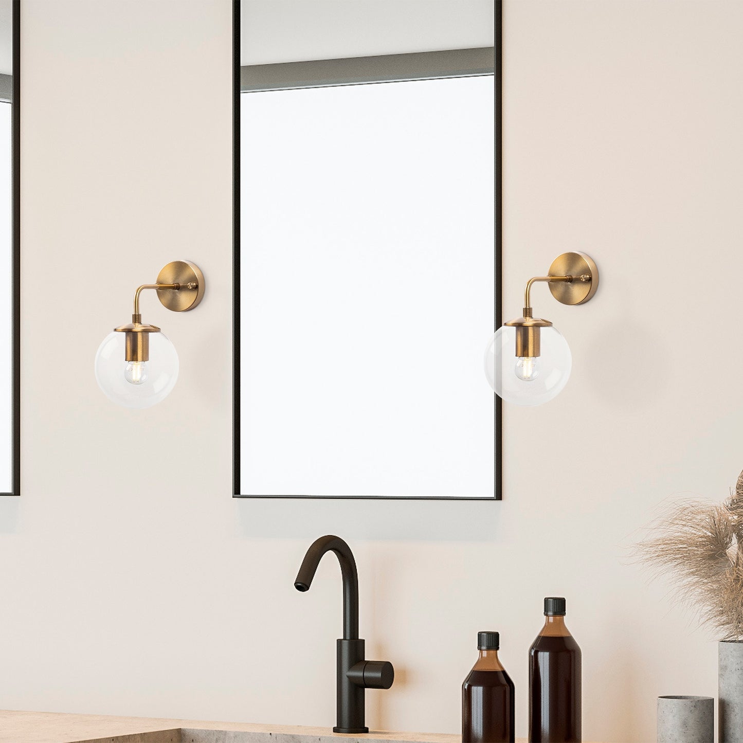 Aplique De Pared Pantalla Transparente, Metal , Vintage, 15x27x25, Casquillo E14 Max 40 W