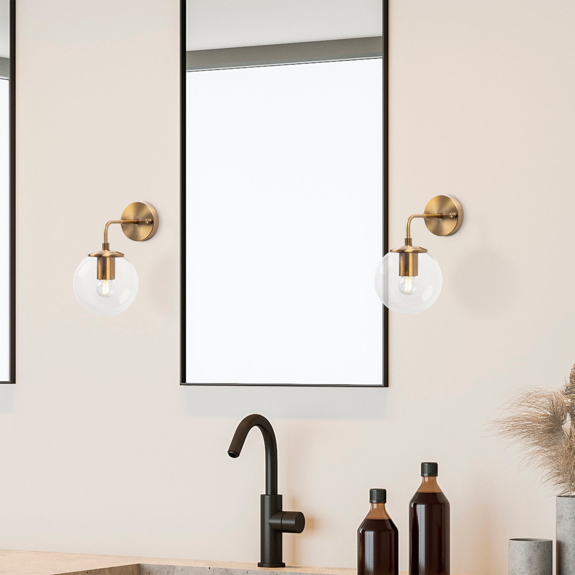 Aplique De Pared Pantalla Transparente, Metal , Vintage, 15x27x25, Casquillo E14 Max 40 W