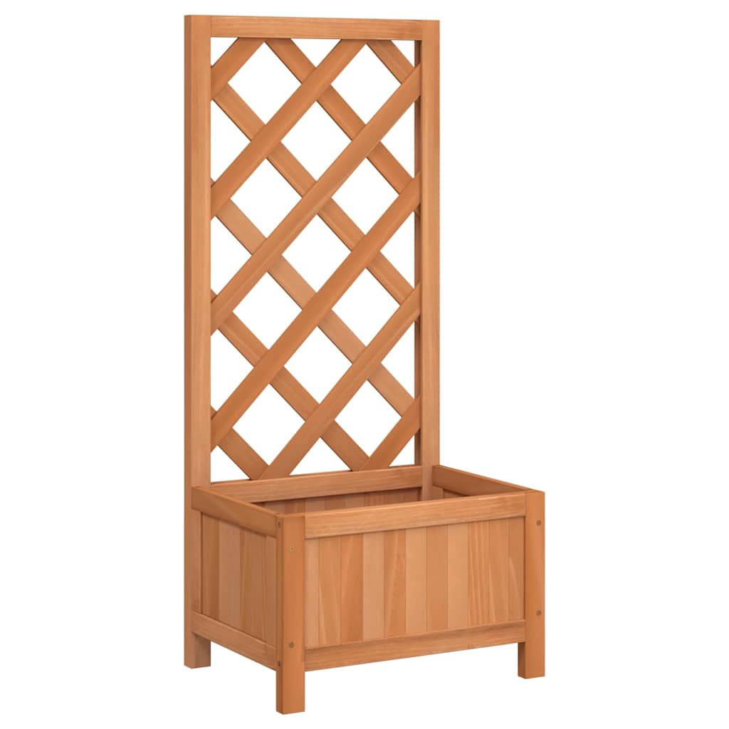 Jardinera Con Enrejado Marrón 40x30x90 Cm Madera Maciza De Abeto_0