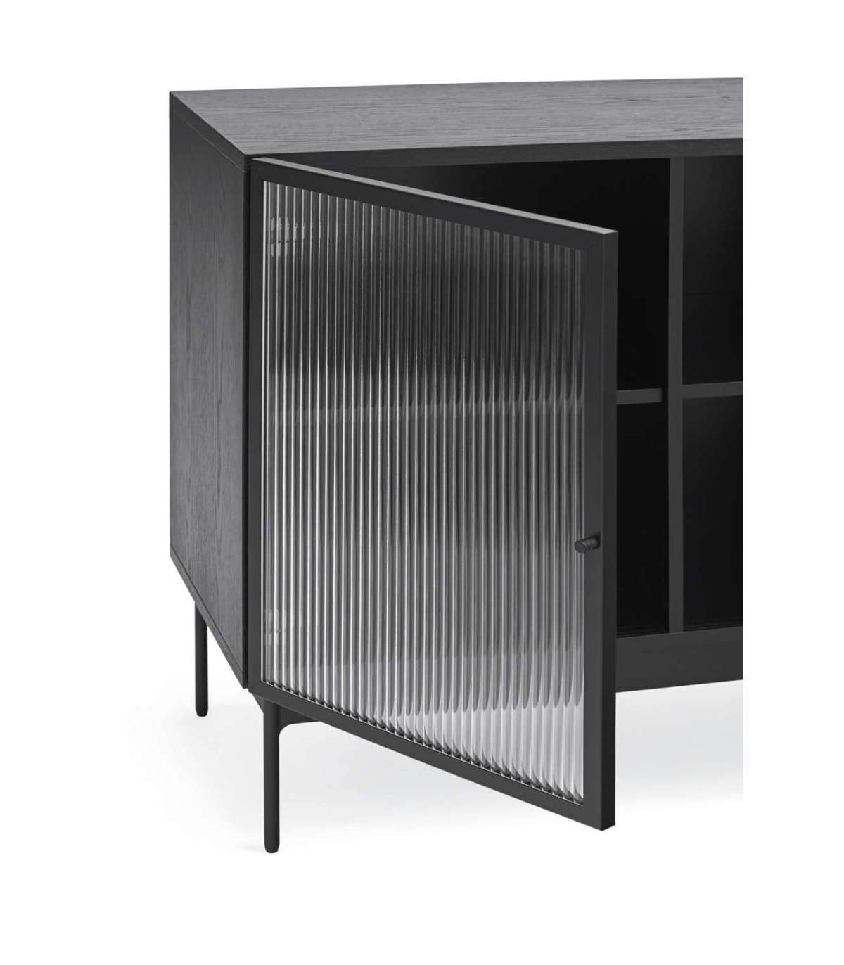 Mueble Aparador Para Comedor Modelo Blur 4 Puertas Acabado Negro, 45cm(ancho) 77.5cm(alto_4