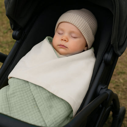 Manta De Algodón Orgánico Rex Blanca Y Verde_3