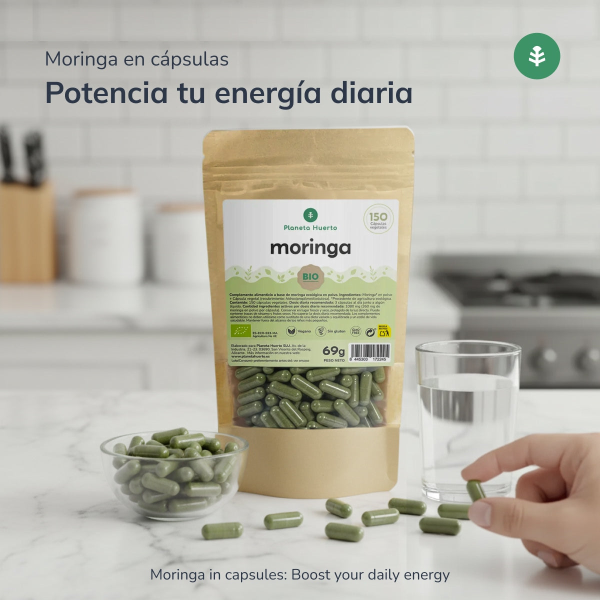 Moringa Orgânica Planet Garden 150 cápsulas