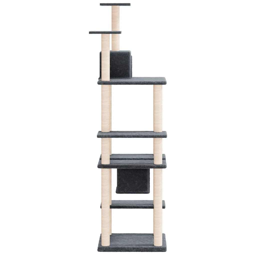 Vidaxl Rascador Para Gatos Con Postes De Sisal Gris Oscuro 176 Cm_3