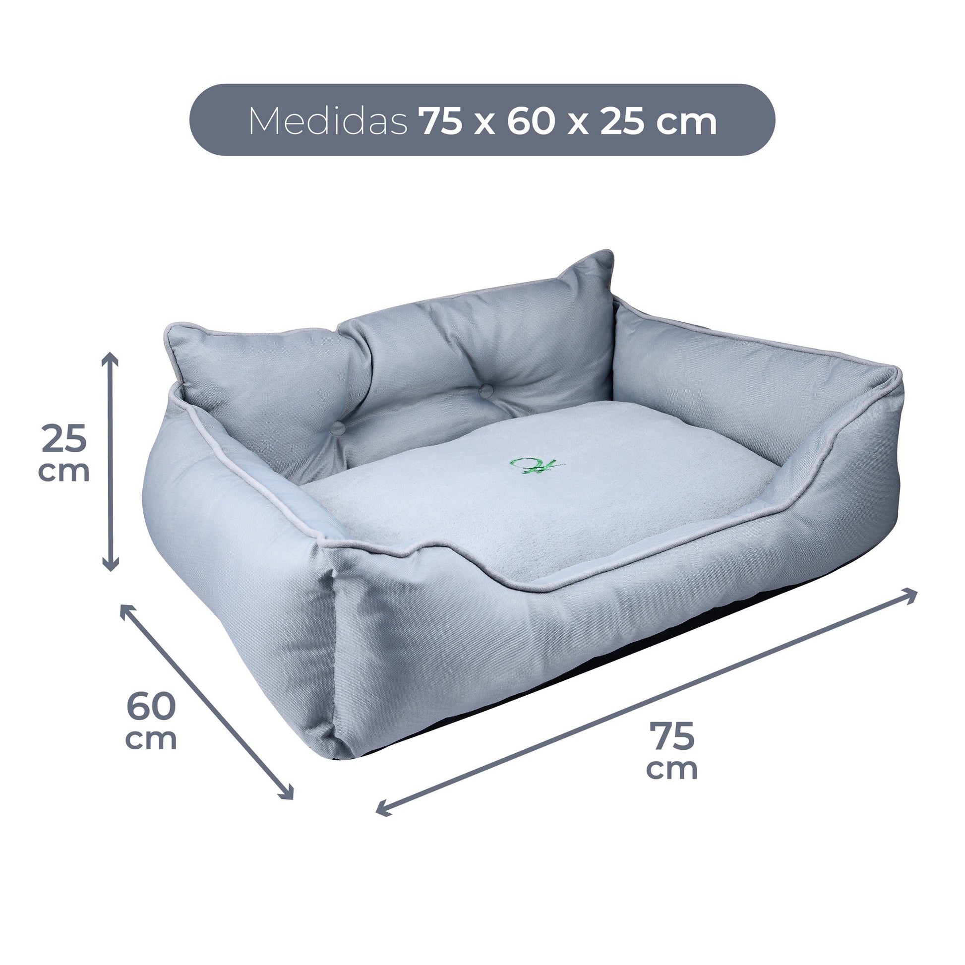 Cama Para Mascota 75x60x25cm Gris + Abrigo Azul Para Mascotas 35cm_1