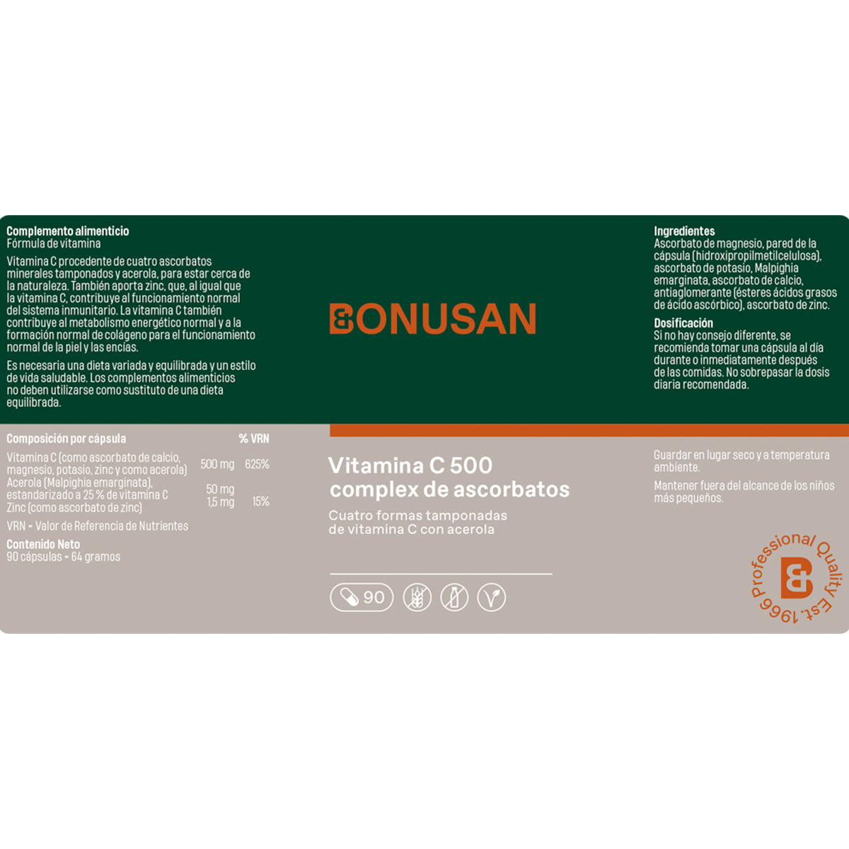 Complexo de ascorbato de vitamina C-500 Bonusan 90 cápsulas