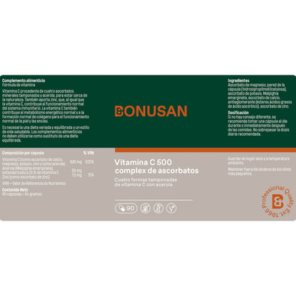 Complexo de ascorbato de vitamina C-500 Bonusan 90 cápsulas