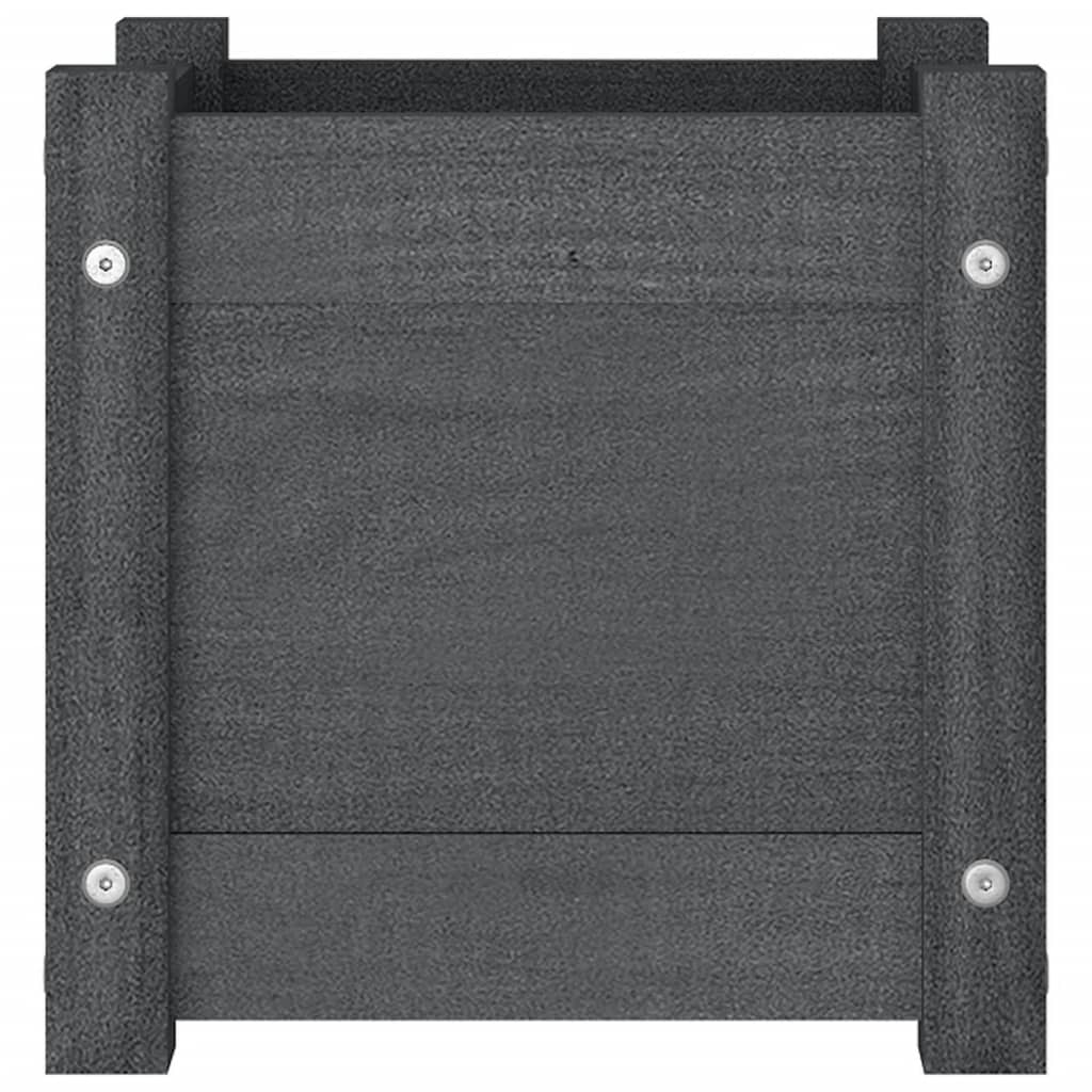 Jardineras 2 Uds Madera Maciza De Pino Gris 31x31x31 Cm_4