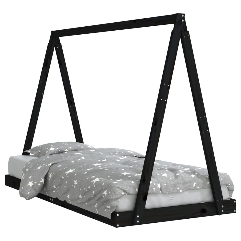 Vidaxl Estructura De Cama Para Niños Madera De Pino Negro 90x190 Cm_0