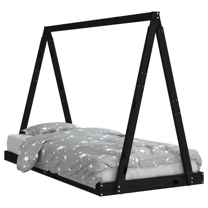 Vidaxl Estructura De Cama Para Niños Madera De Pino Negro 90x190 Cm_0
