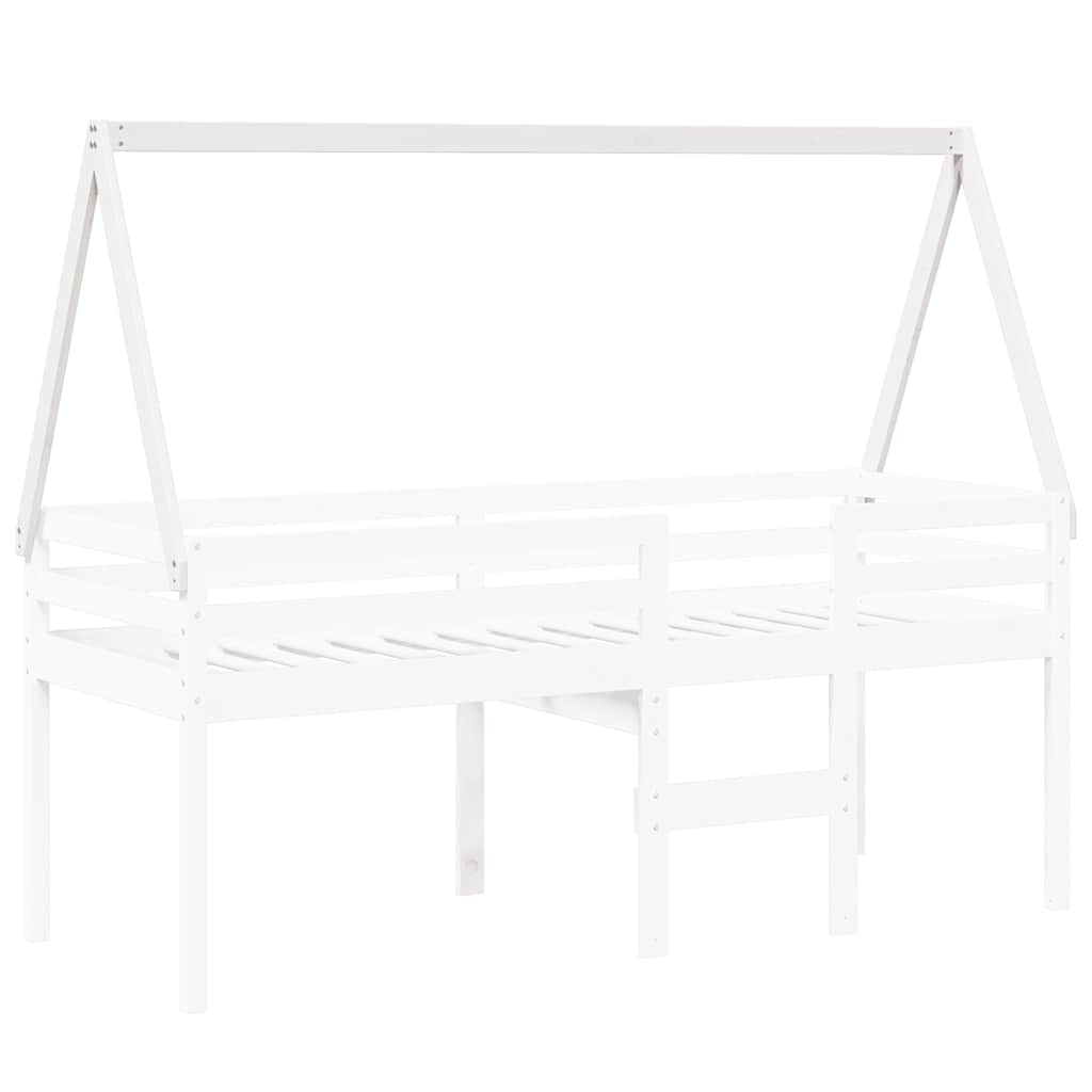 Techo De Cama Infantil Madera Maciza Blanco 209x85,5x88 Cm_2