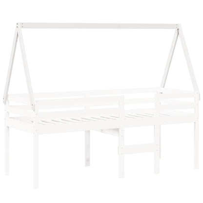 Techo De Cama Infantil Madera Maciza Blanco 209x95,5x88 Cm_2