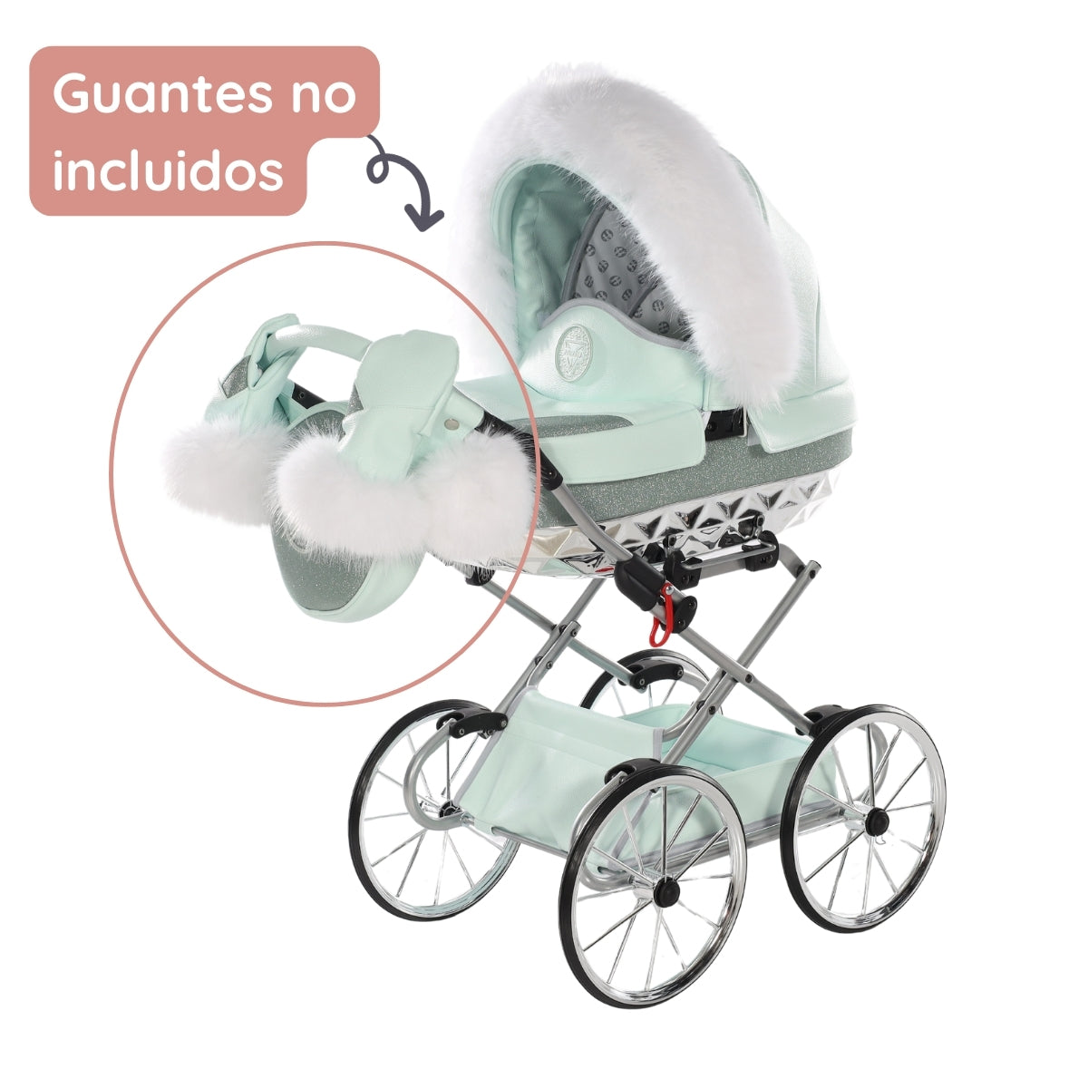 Carro De Muñecas Hand Craft Glitter Satin Classic Mint / Silver_5