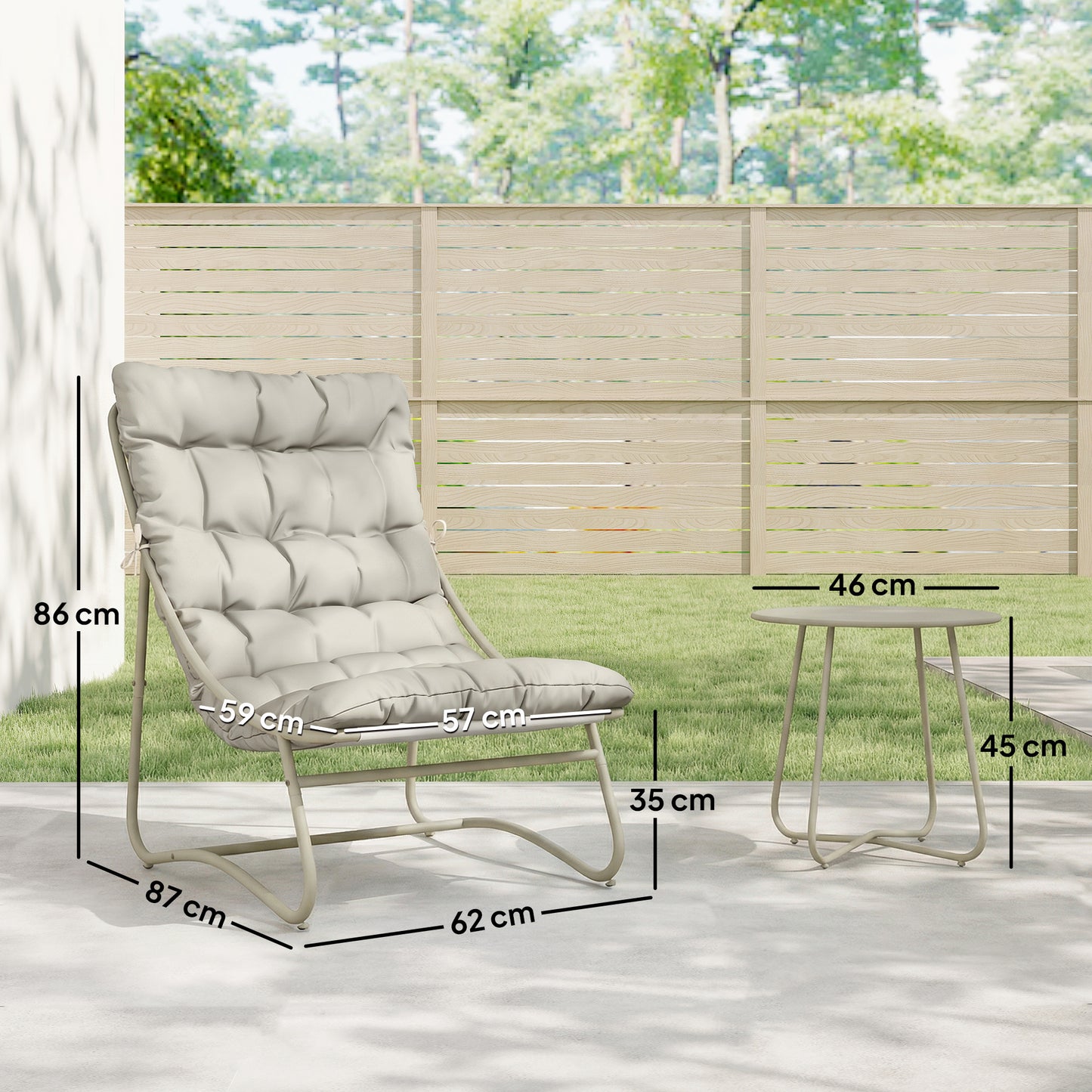 Outsunny Conjunto De Mesa Y Sillas De Terraza Exterior Con Cojines Gris Claro_2