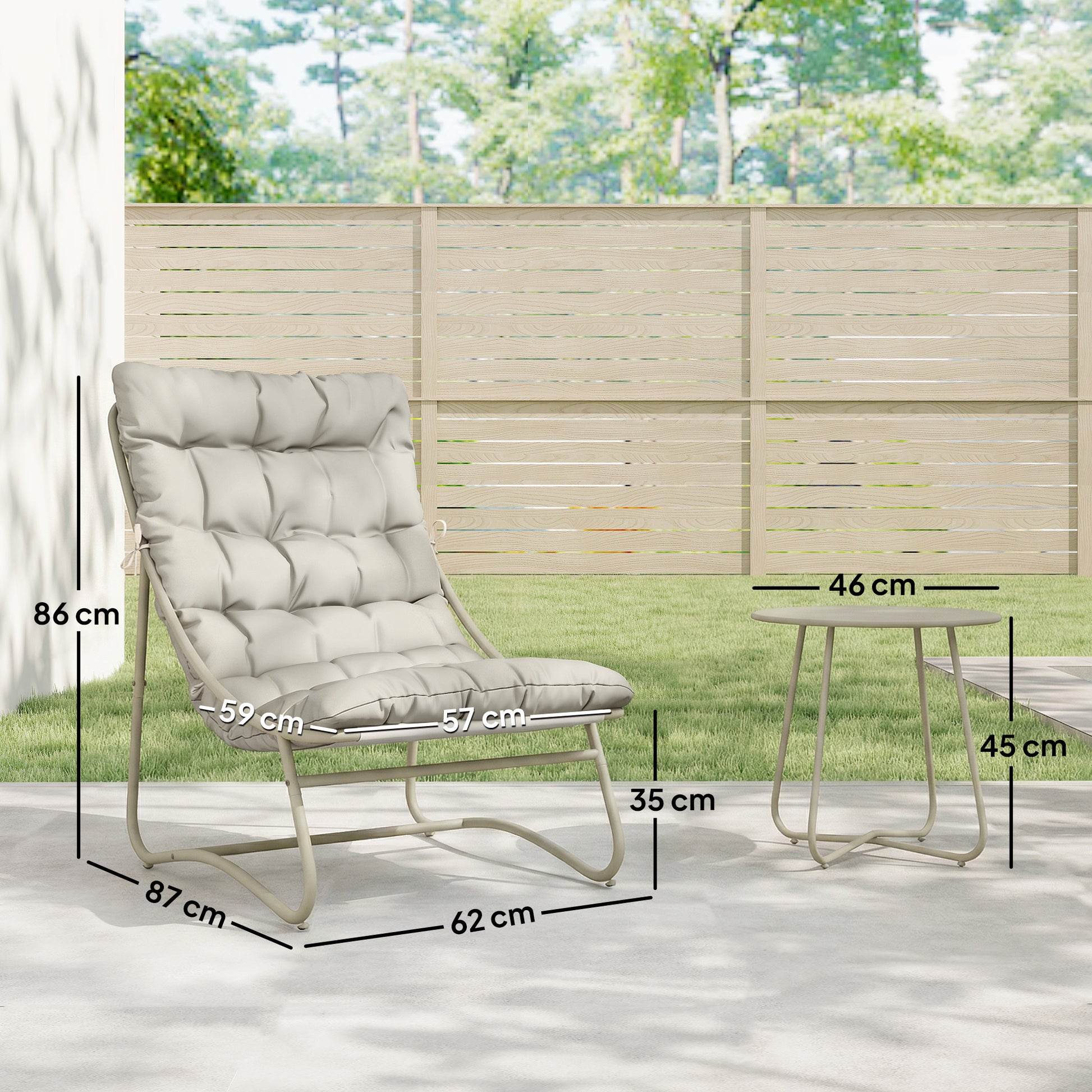 Outsunny Conjunto De Mesa Y Sillas De Terraza Exterior Con Cojines Gris Claro_2
