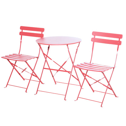 Outsunny Conjunto De Muebles Plegables De Jardín Mesa Y 2 Sillas De Metal Ø60x71_0