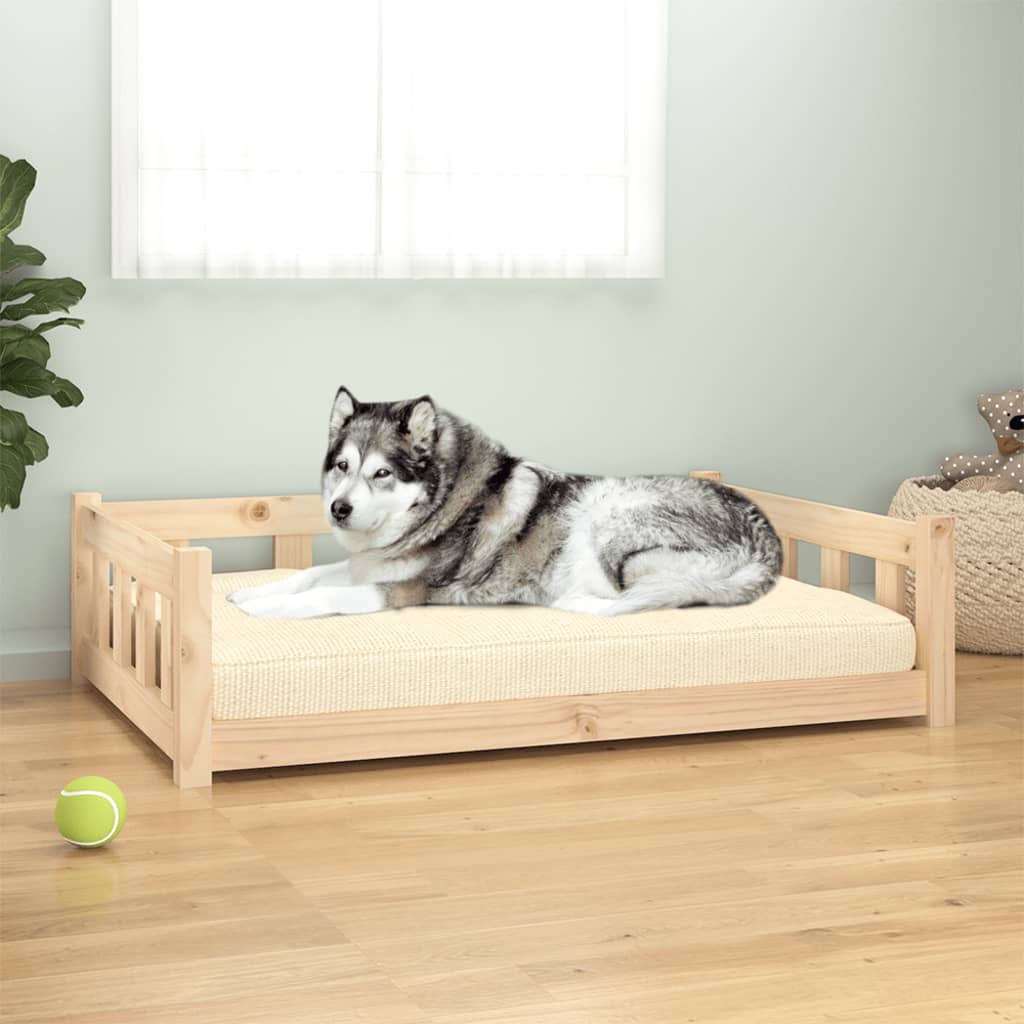 Cama Para Perros Madera Maciza De Pino 105,5x75,5x28 Cm / Vetonek_5