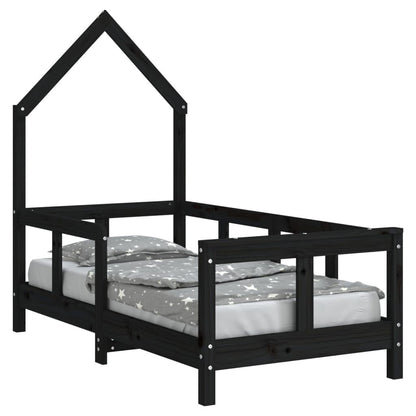 Vidaxl Estructura De Cama Para Niños Madera De Pino Negro 70x140 Cm_0