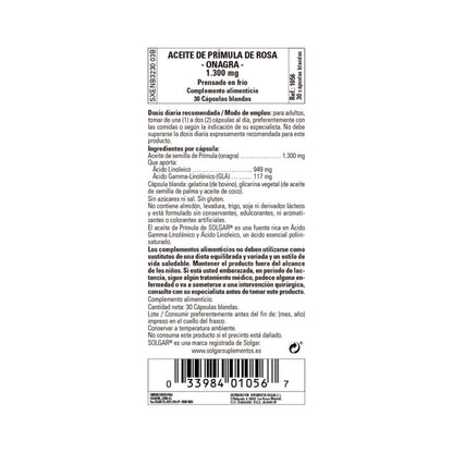 Óleo de Onagra Rosa Solgar 30 pérolas de 1300mg