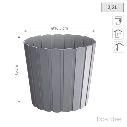 Maceta Boardee Basic 3,9l., Dimensiones (mm) 199x199x179, Color Gris Piedra