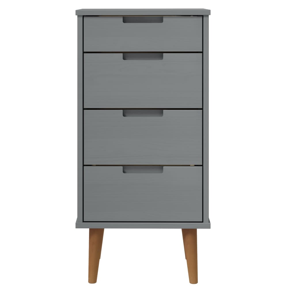 Mesita De Noche Molde Madera Maciza De Pino Gris 40x35x82 Cm_3