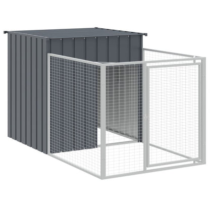 Vidaxl Caseta Perros Con Corral Acero Galvanizado Gris 110x609x110 Cm_5