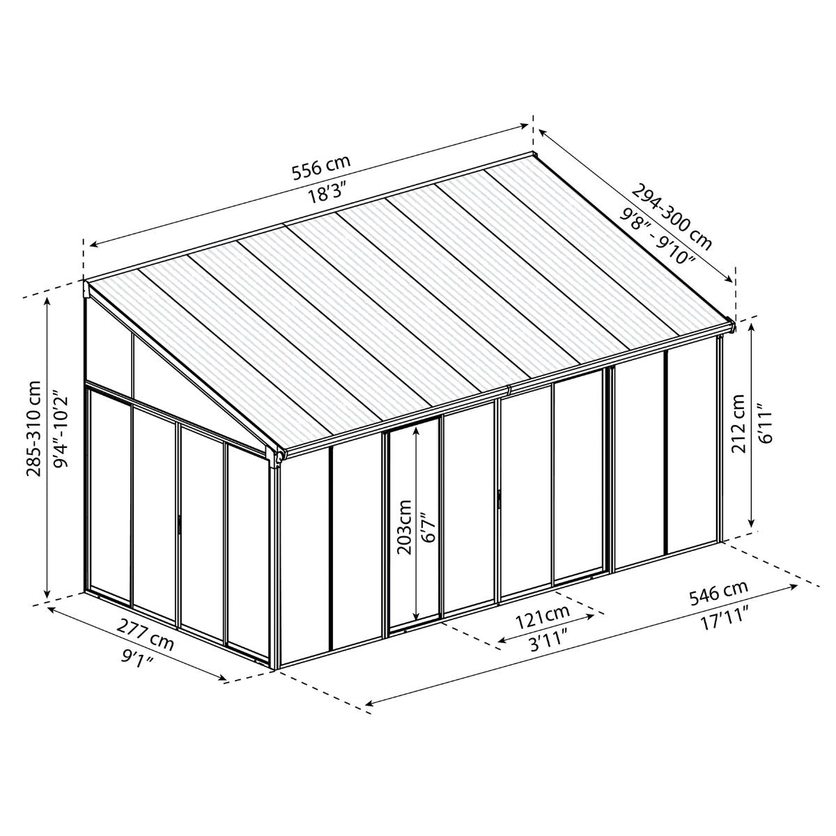 Canopia San Remo Pérgula em alumínio fechada 3x5,6 m branca