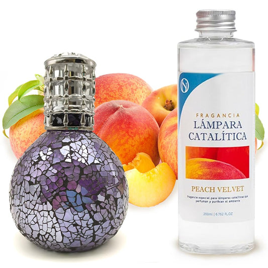 Lámpara Catalítica Mosaico Azul Océano + Aroma Peach Velvet 200ml - Elimina Malos Olores, Impurezas Y Perfuma_0