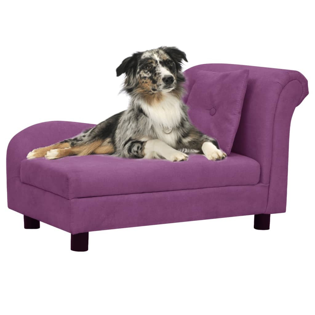 Vidaxl Sofá Para Perros Con Almohada Borgoña Felpa 83x44x44 Cm_1