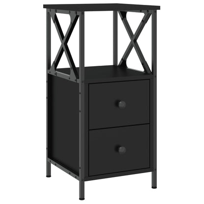 Mesitas De Noche 2 Uds Madera De Ingeniería Negro 34x35,5x70 Cm_1