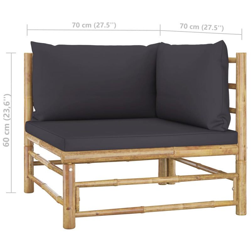 Vidaxl Set De Muebles De Jardín 2 Piezas Bambú Y Cojines Gris Oscuro_5
