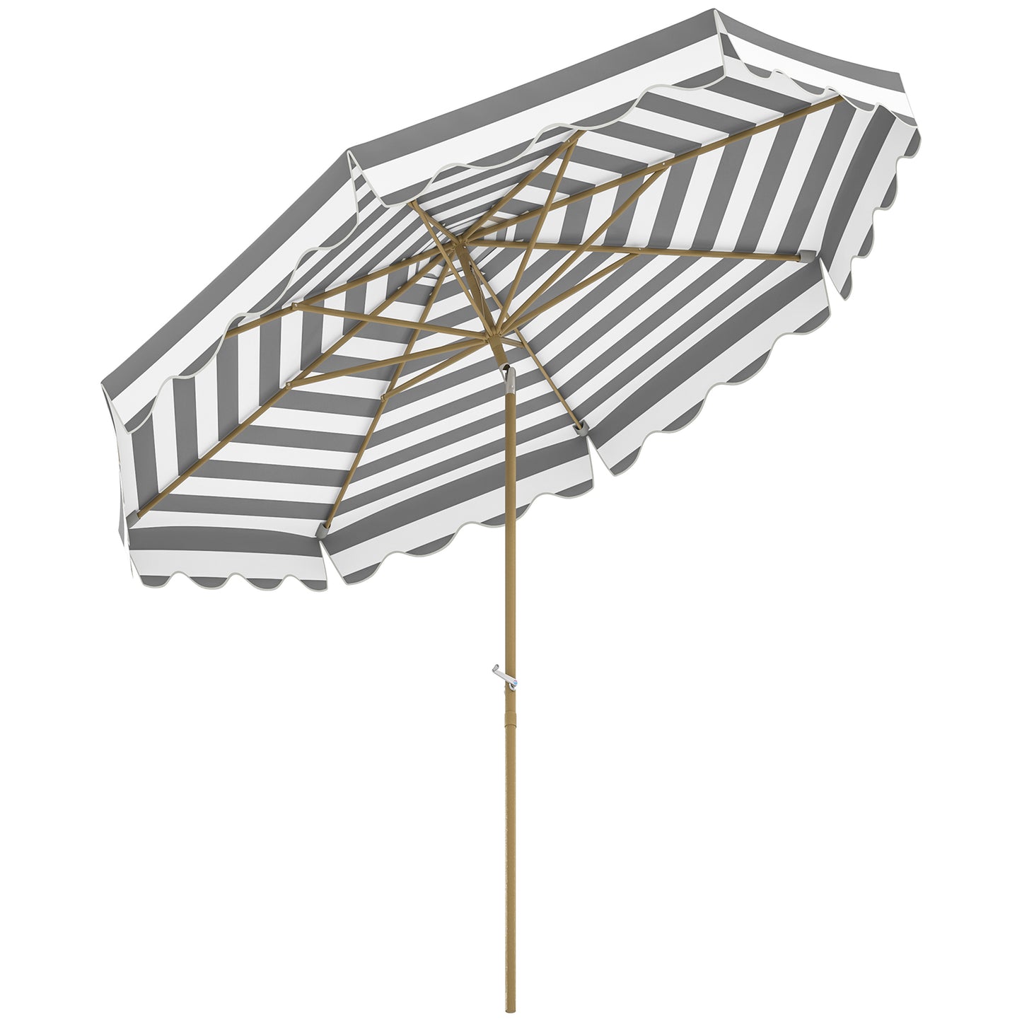 Outsunny Sombrilla Terraza Exterior Ø268 Cm Con Ángulo Inclinable Gris Y Blanco_0
