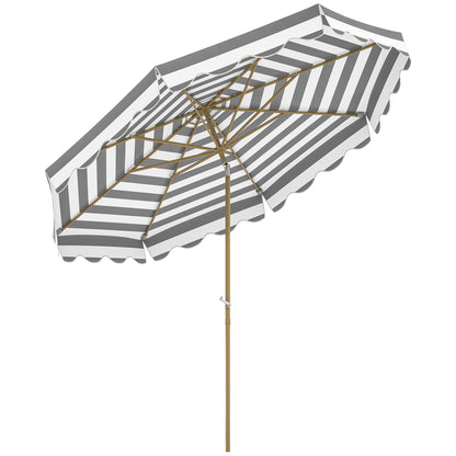 Outsunny Sombrilla Terraza Exterior Ø268 Cm Con Ángulo Inclinable Gris Y Blanco_0