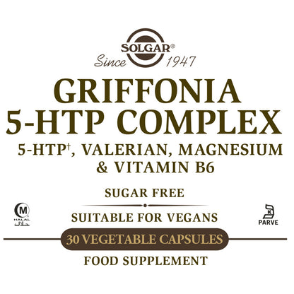 Complexo Griffonia 5-HTP, Solgar, 30 cápsulas vegetais